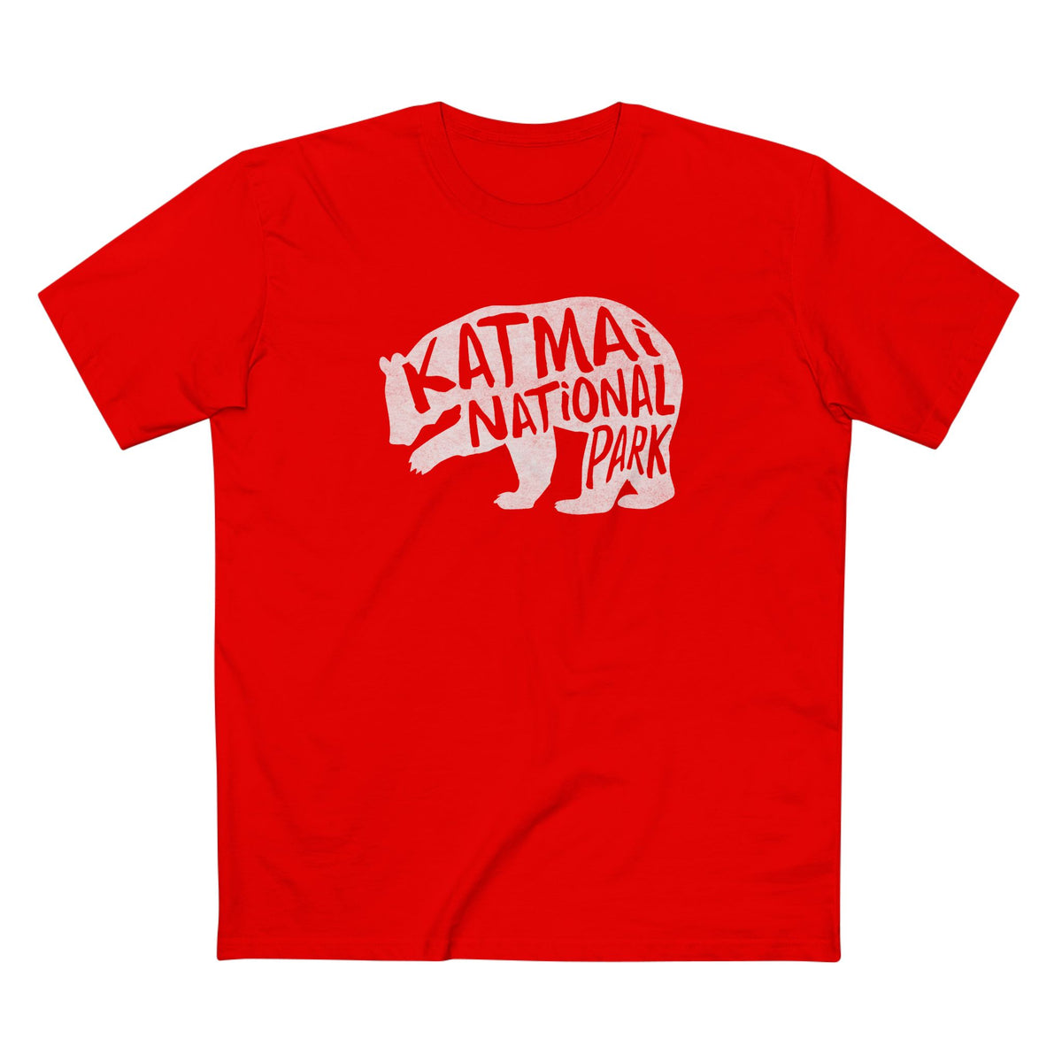 Katmai National Park T-Shirt - Grizzly Bear in Red