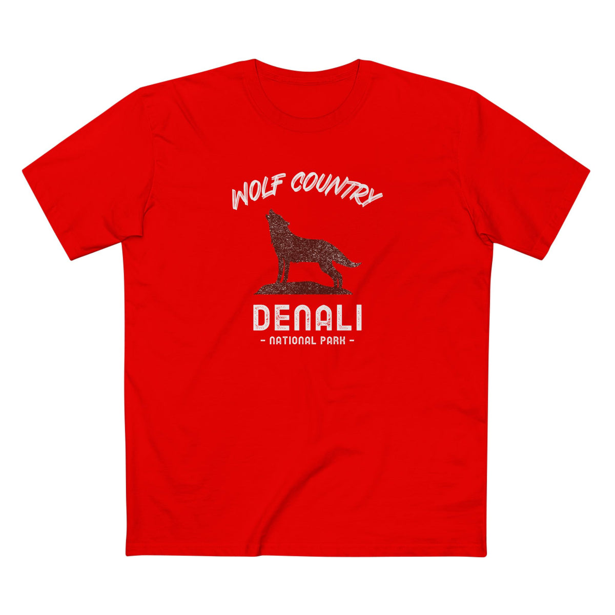 Denali National Park T-Shirt - Wolf Country in Red