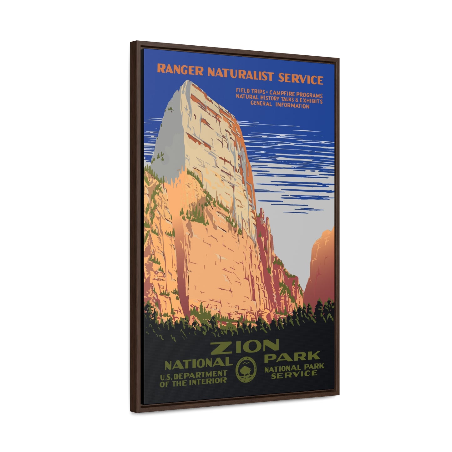 Zion National Park Framed Canvas - WPA Poster