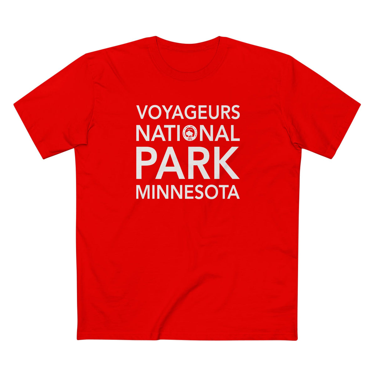 Voyageurs National Park T-Shirt Block Text in Red