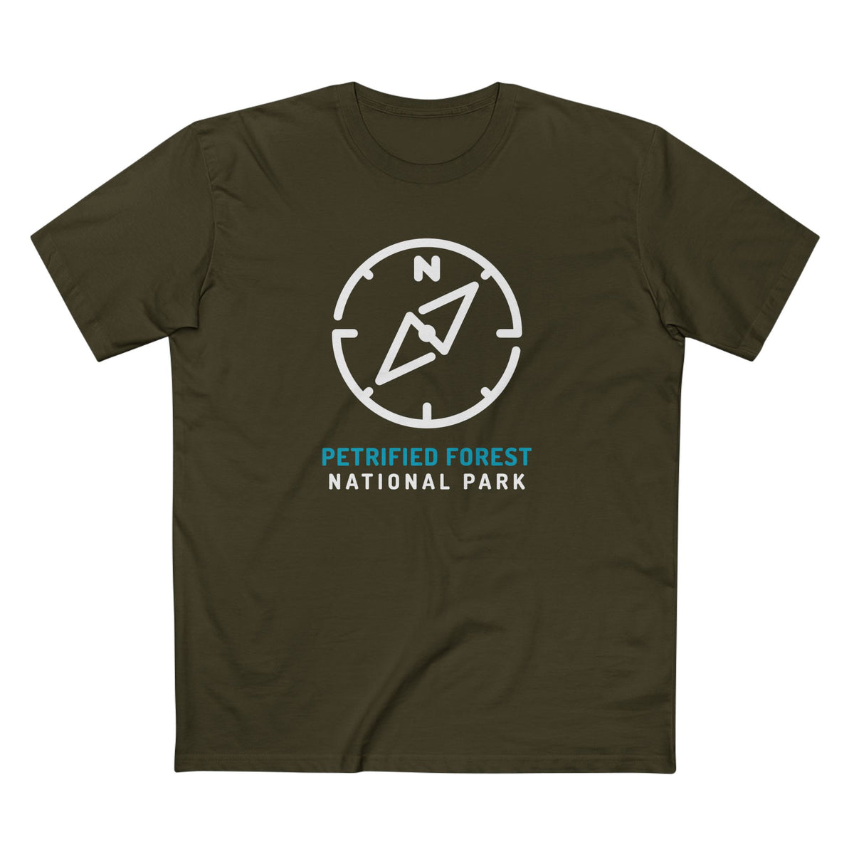 Petrified Forest National Park T-Shirt Compass Design in Army