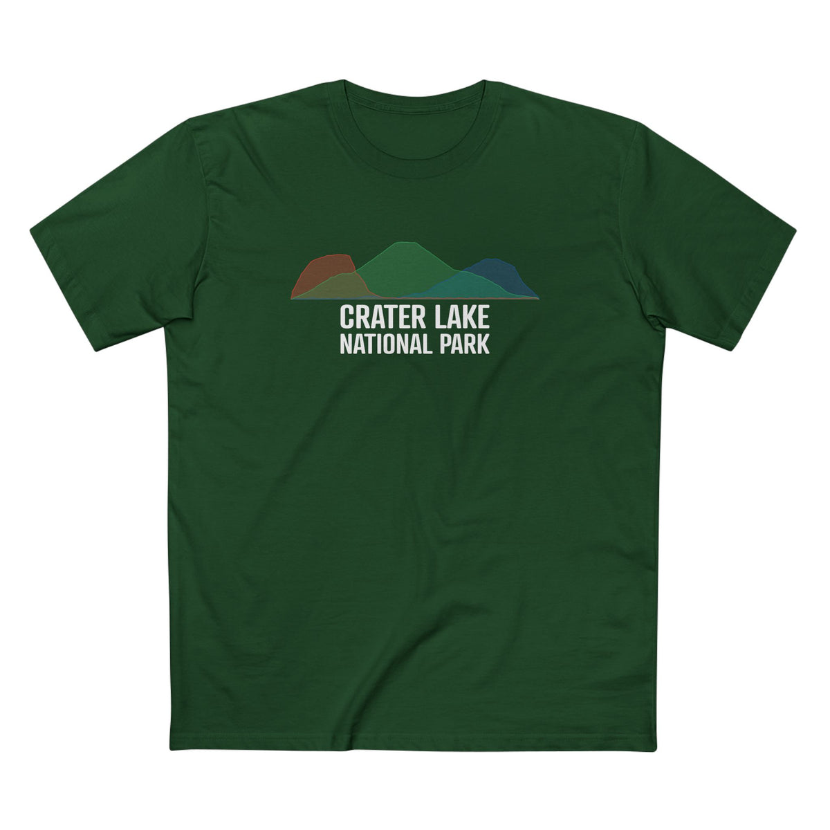 Crater Lake National Park T-Shirt - Histogram Design in Forest Green