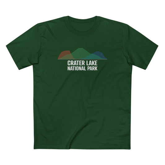 Crater Lake National Park T-Shirt - Histogram Design in Forest Green