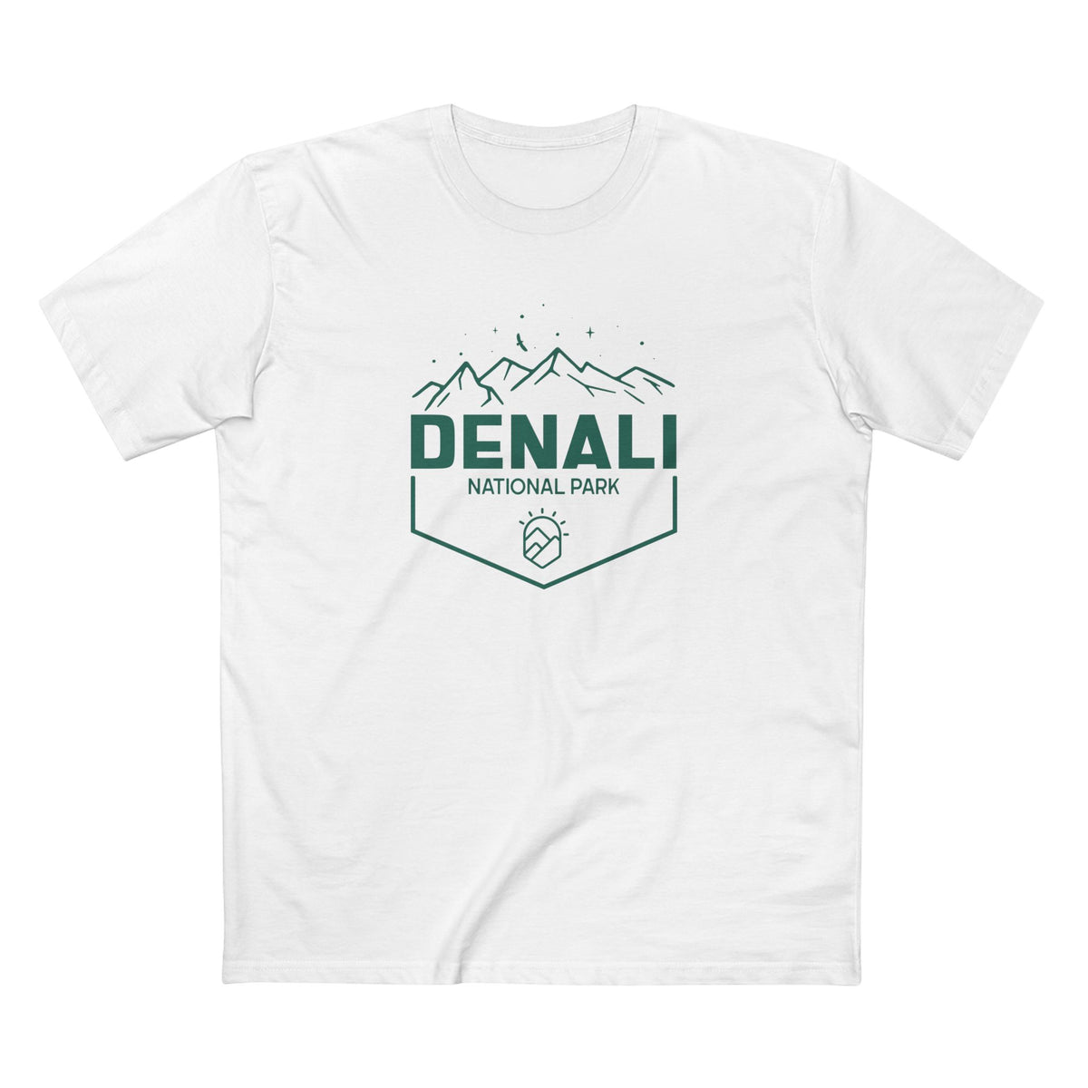 Denali National Park T-Shirt - Mountain Graphic in White
