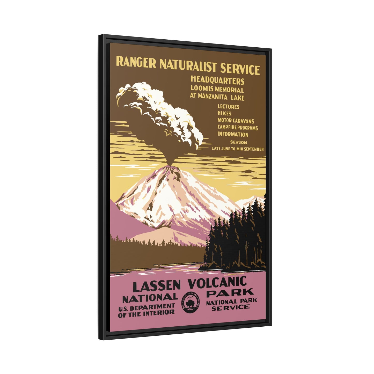 Lassen Volcanic National Park Framed Canvas - WPA Poster
