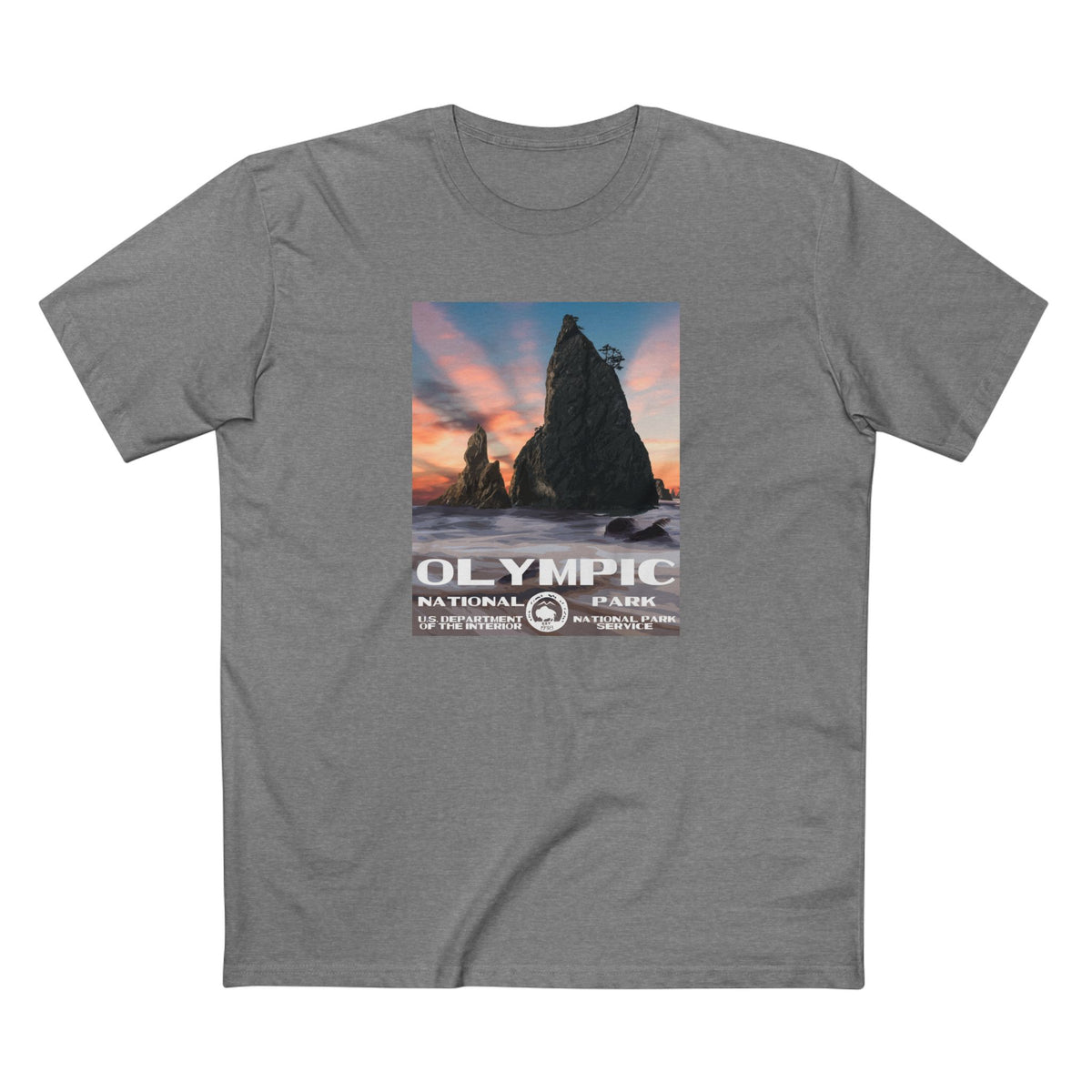 Olympic National Park T-Shirt - WPA Poster Design in Athletic Heather