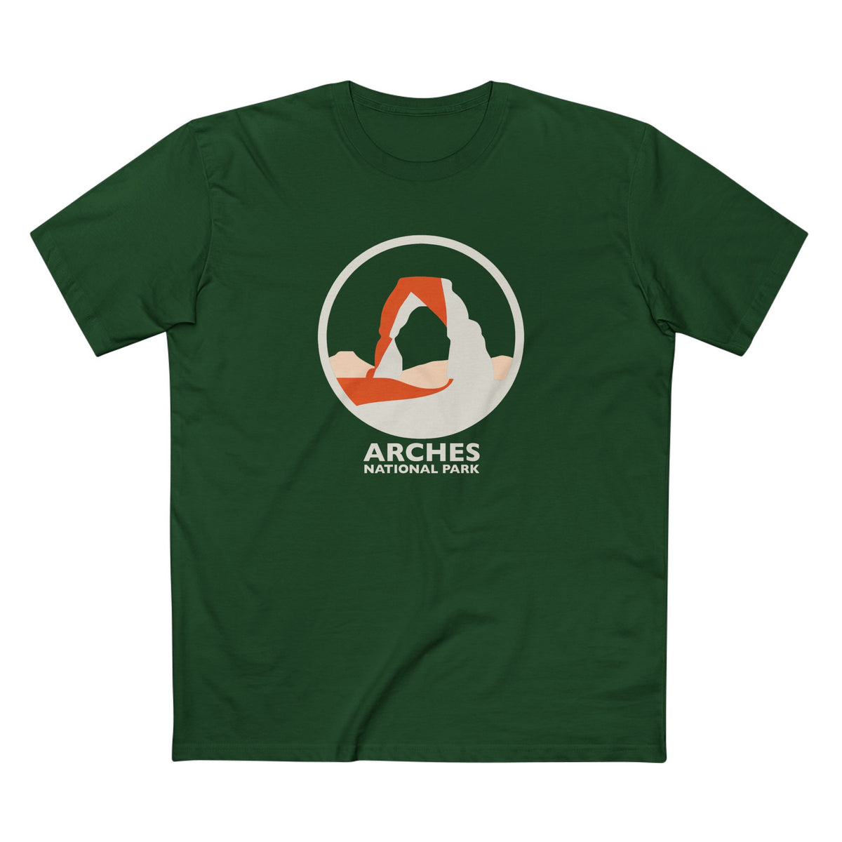 Arches National Park T-Shirt - Round Logo in Forest Green