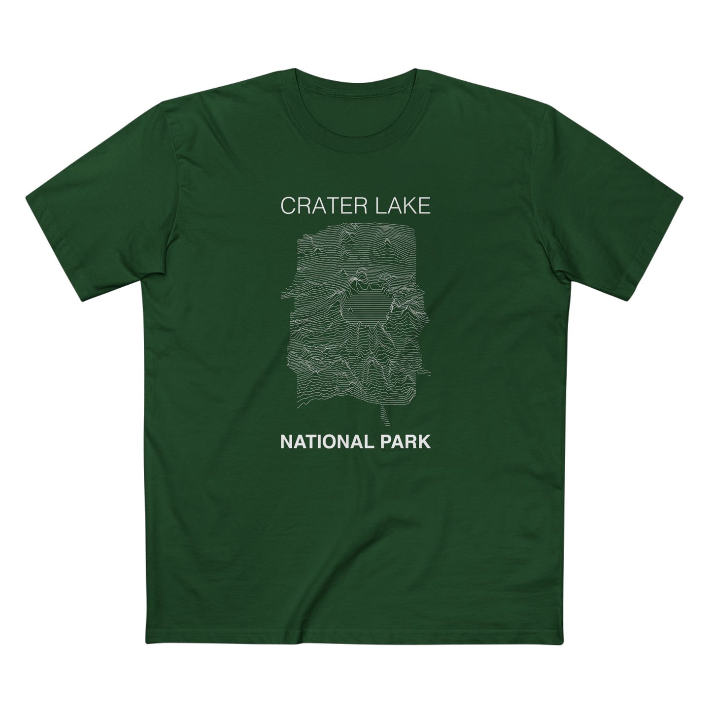 Crater Lake National Park T-Shirt Lines in Forest Green