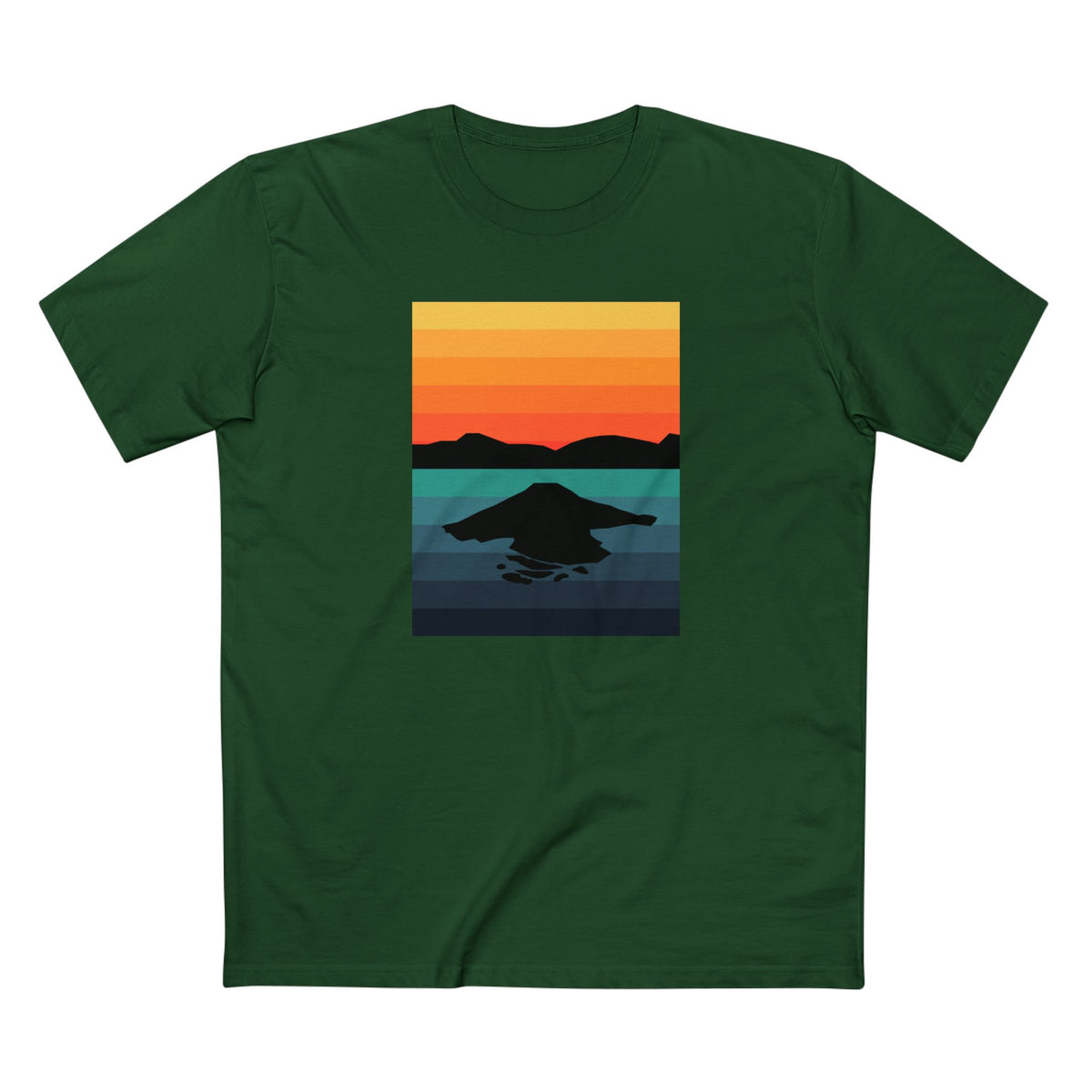 Crater Lake National Park T-Shirt - Gradient Poster Design in Forest Green