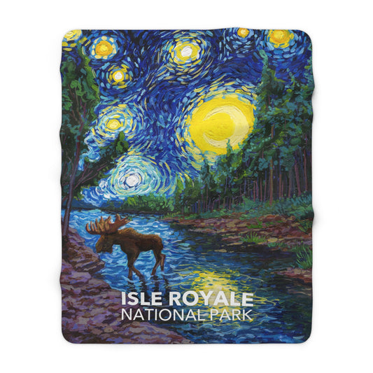 Isle Royale National Park Sherpa Blanket - The Starry Night