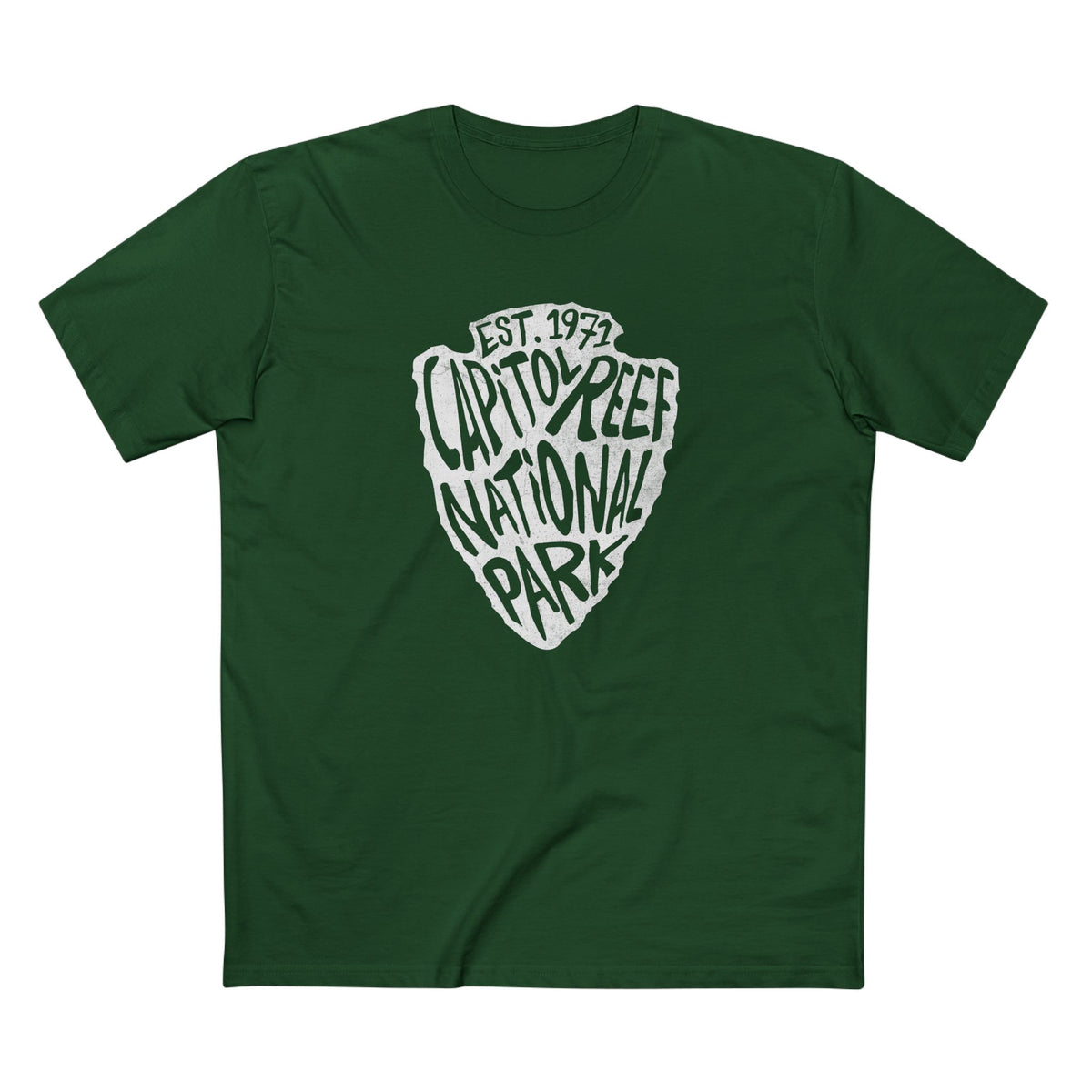 Capitol Reef National Park T-Shirt - Arrowhead Design in Forest Green