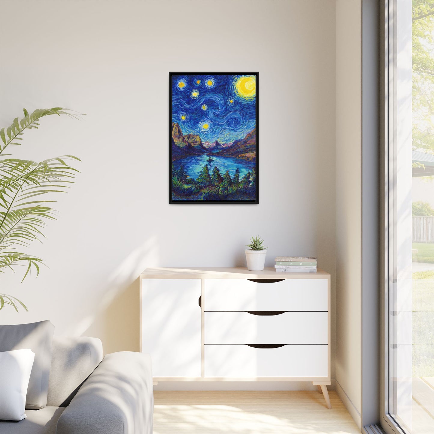 Glacier National Park Framed Canvas - The Starry Night