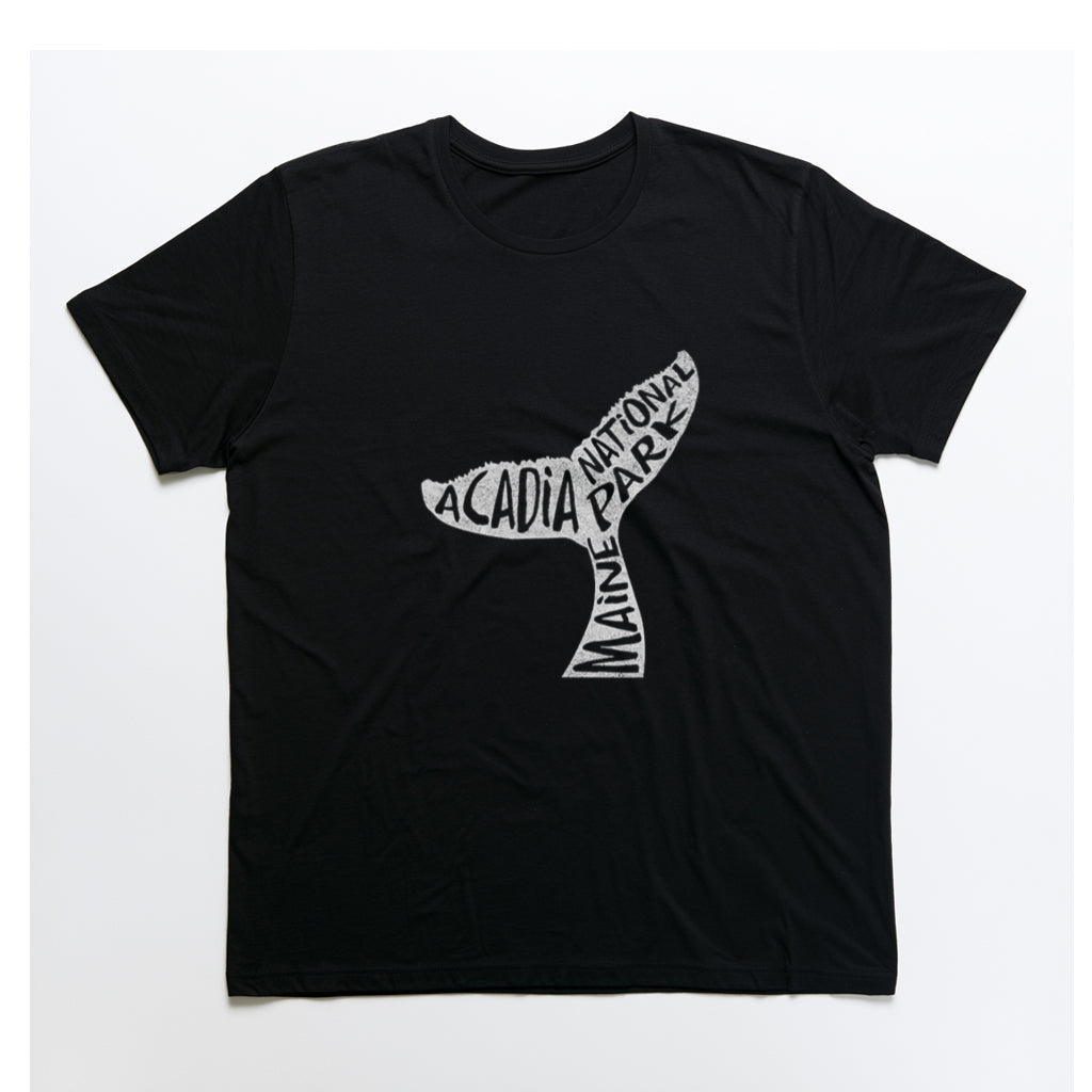 Acadia National Park T-Shirt - Humpback Whale Tail in Black