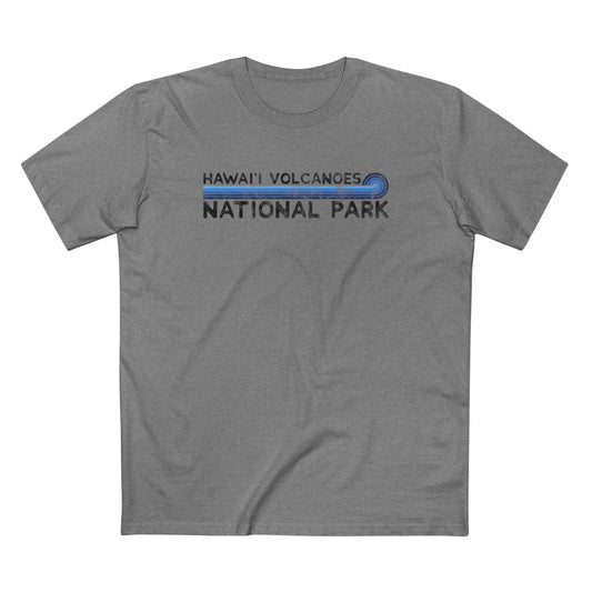 Hawaii Volcanoes National Park T-Shirt - Blue Vintage Stretched Sunrise in Athletic Heather