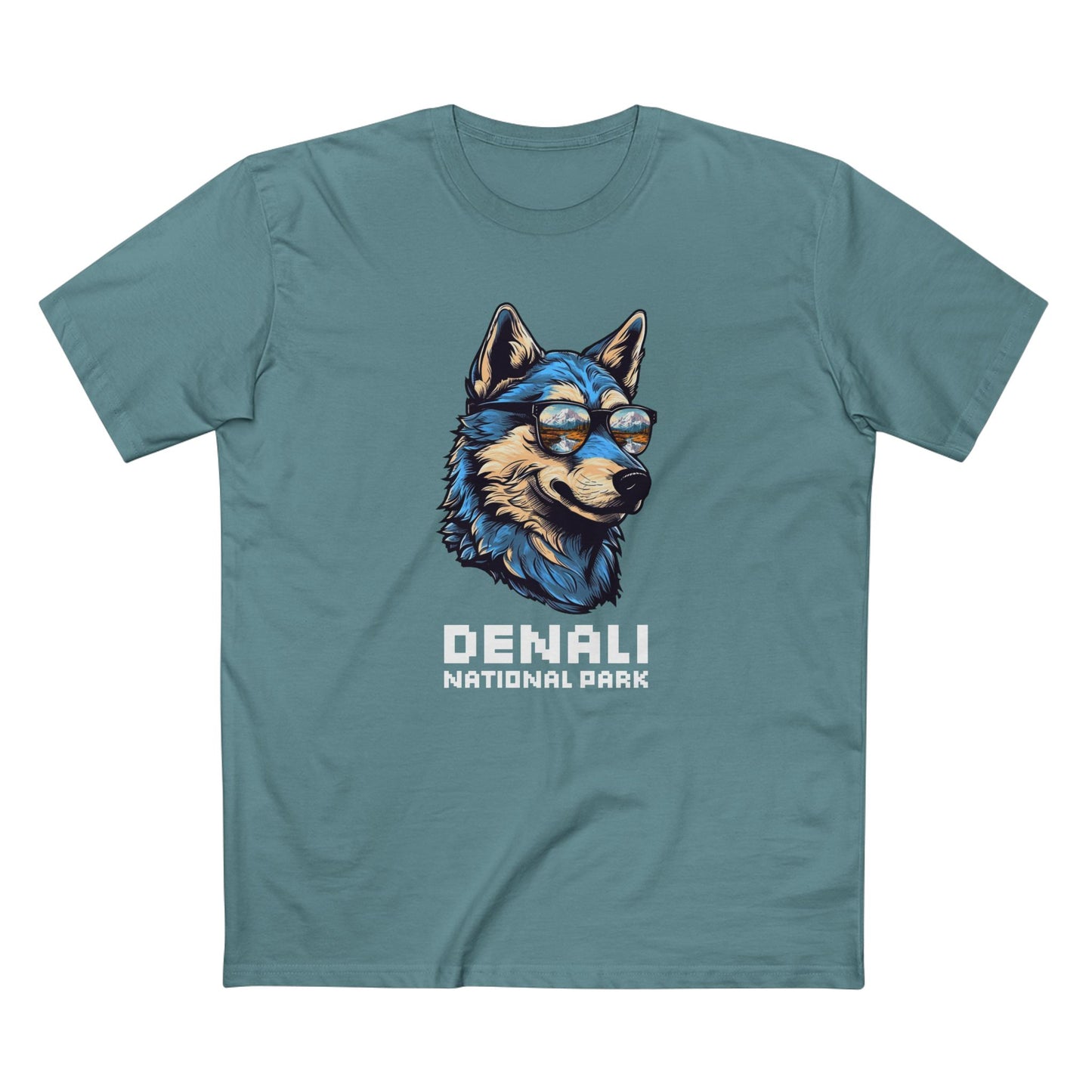 Denali National Park T-Shirt - Smooth Wolf in Slate Blue
