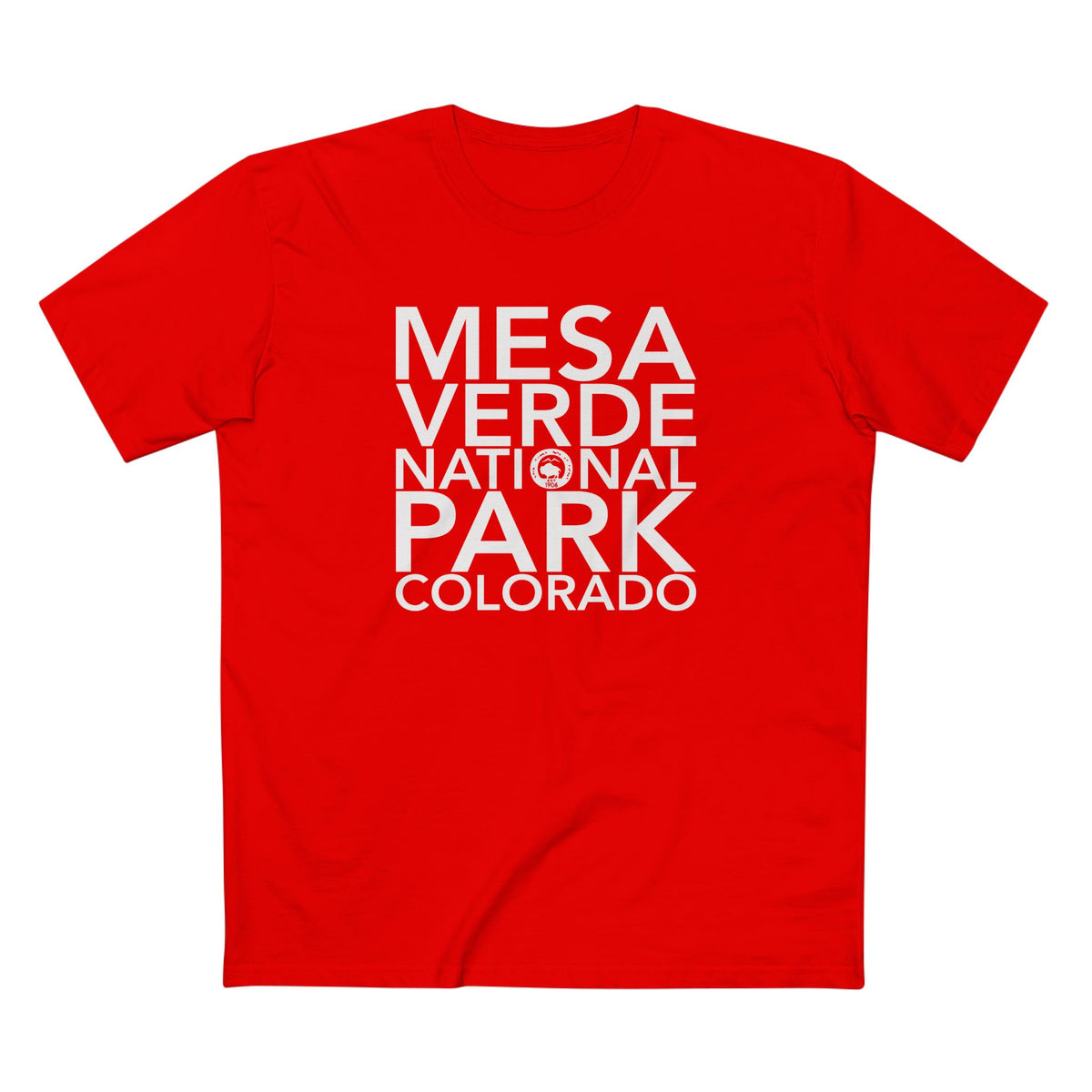 Mesa Verde National Park T-Shirt Block Text in Red