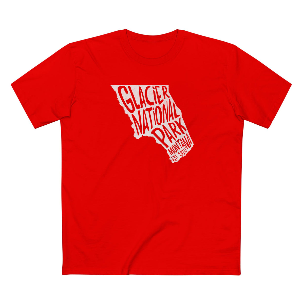 Glacier National Park T-Shirt - Map in Red