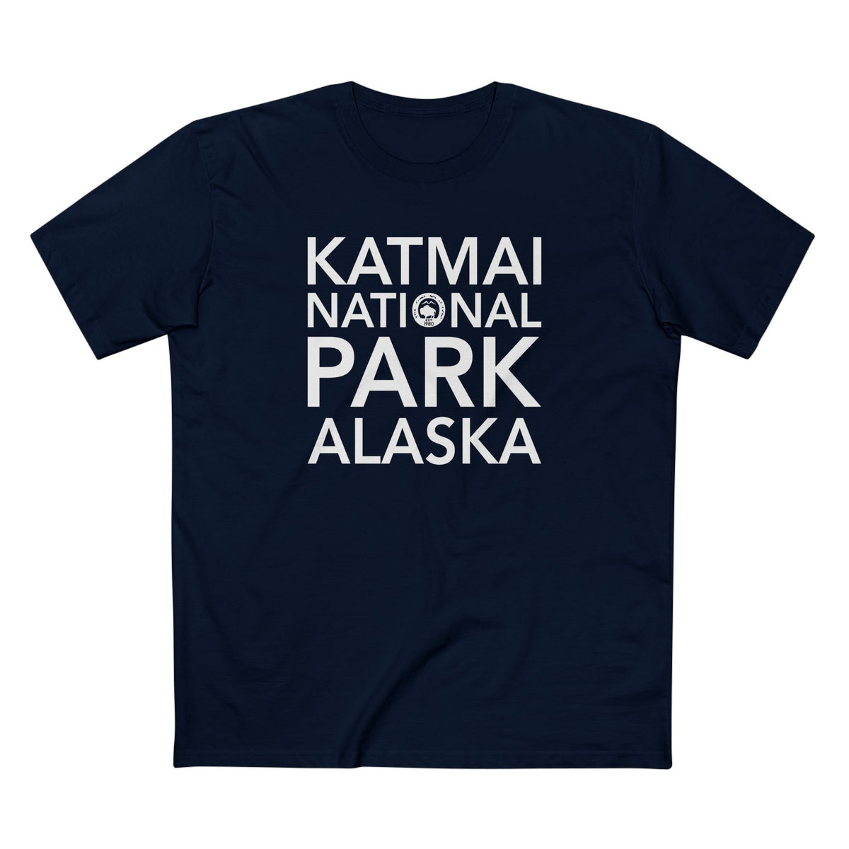 Katmai National Park T-Shirt Block Text in Navy