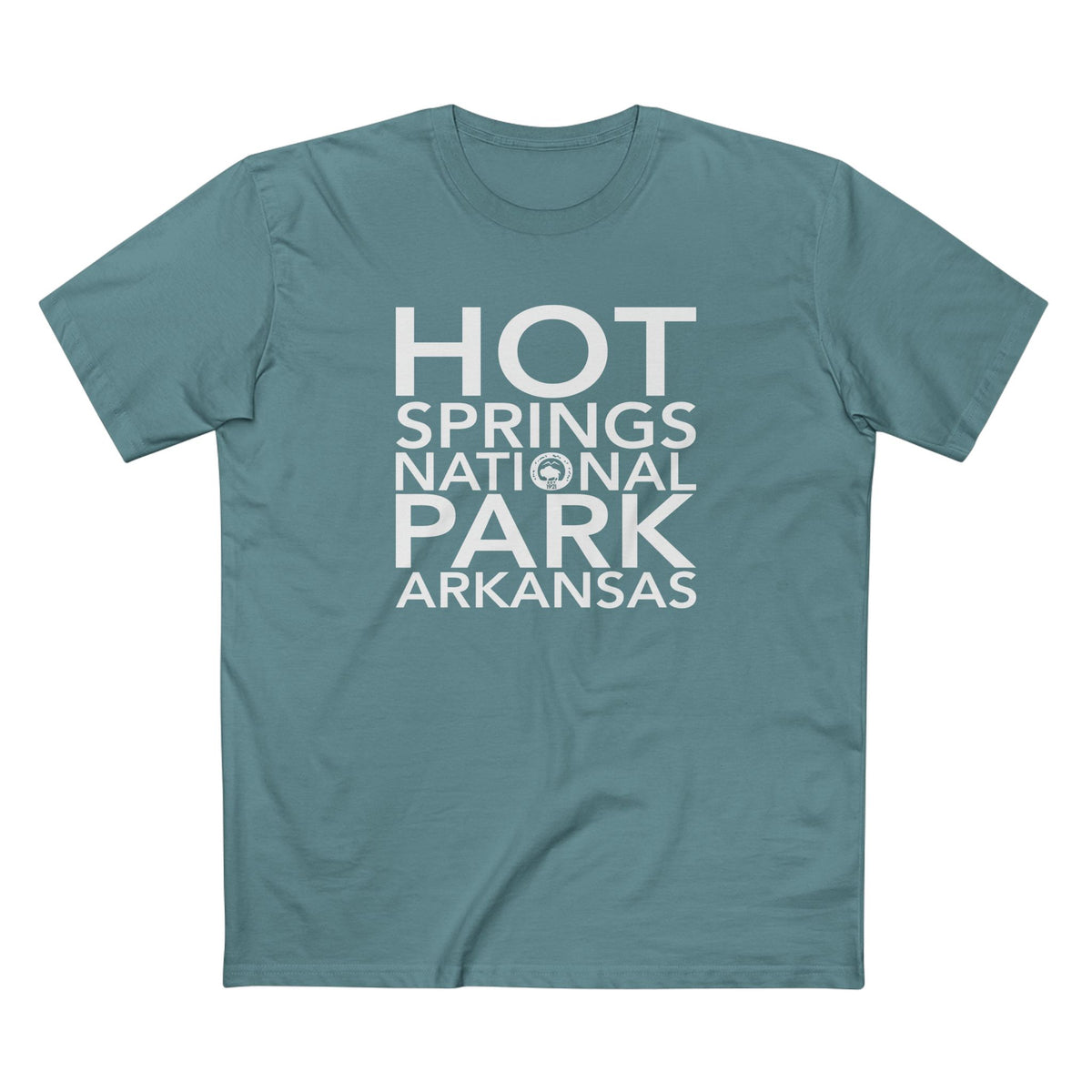 Hot Springs National Park T-Shirt Block Text in Slate Blue