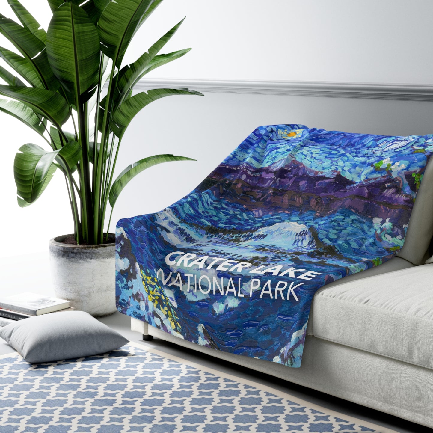 Crater Lake National Park Sherpa Blanket - The Starry Night
