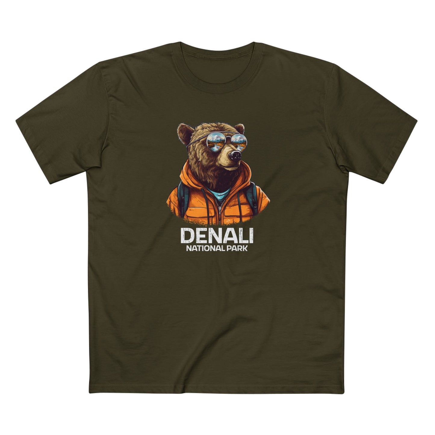 Denali National Park T-Shirt - Grizzly Bear in Army