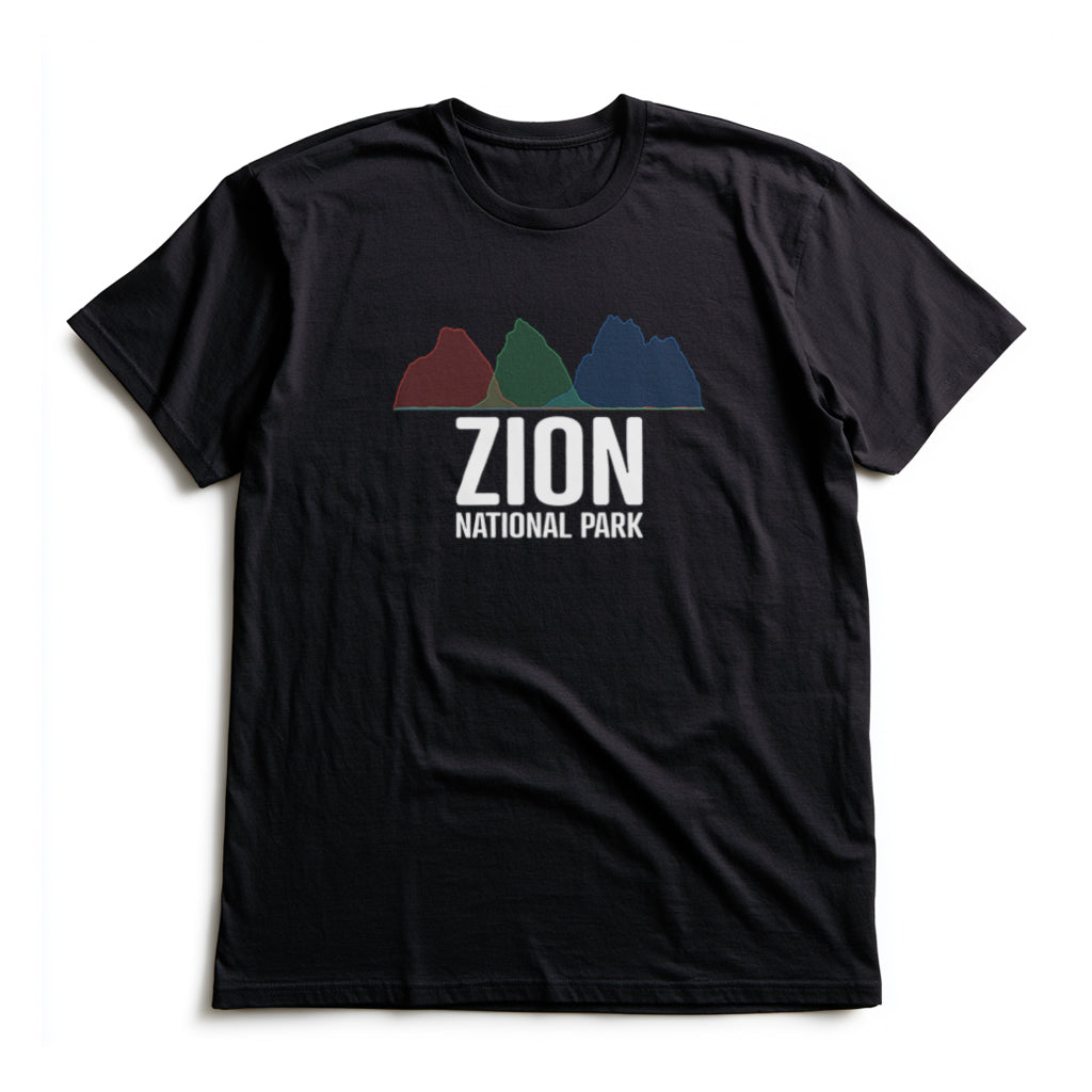Zion National Park T-Shirt - Histogram Design in Black