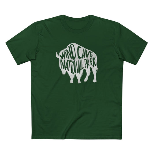Wind Cave National Park T-Shirt - Bison in Forest Green
