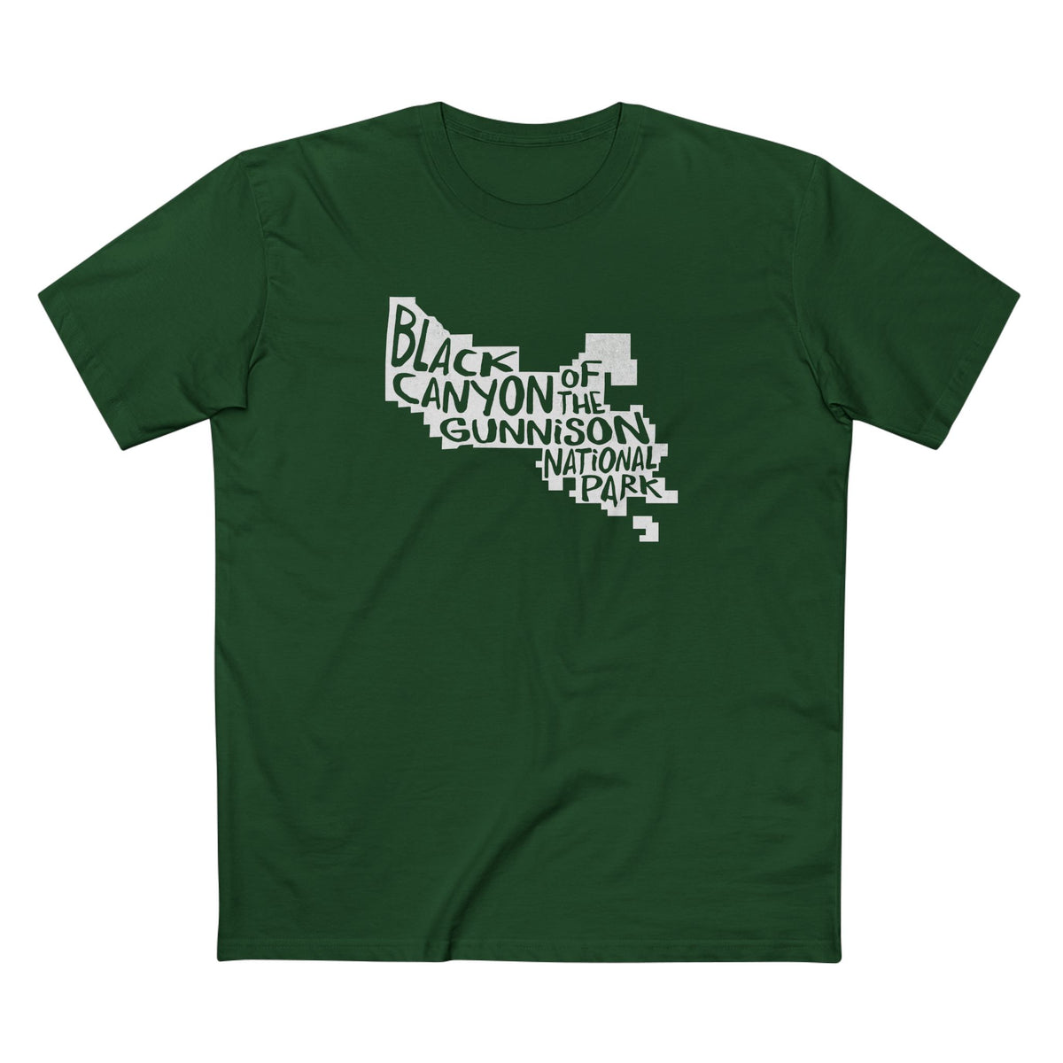 Black Canyon of the Gunnison National Park T-Shirt - Map in Forest Green
