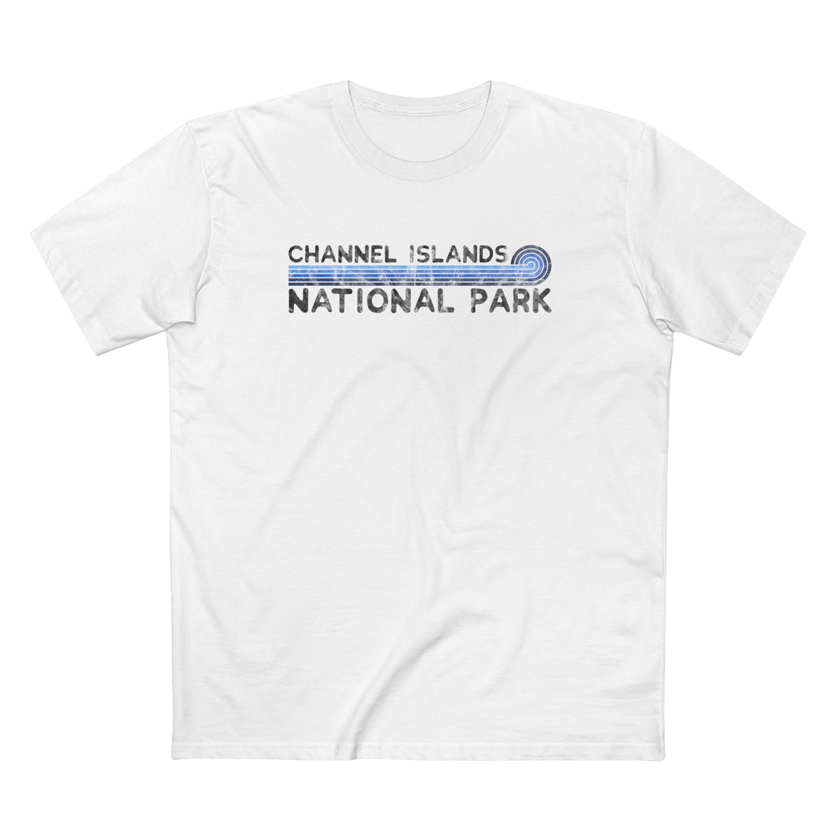 Channel Islands National Park T-Shirt - Blue Vintage Stretched Sunrise in White