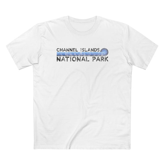 Channel Islands National Park T-Shirt - Blue Vintage Stretched Sunrise in White