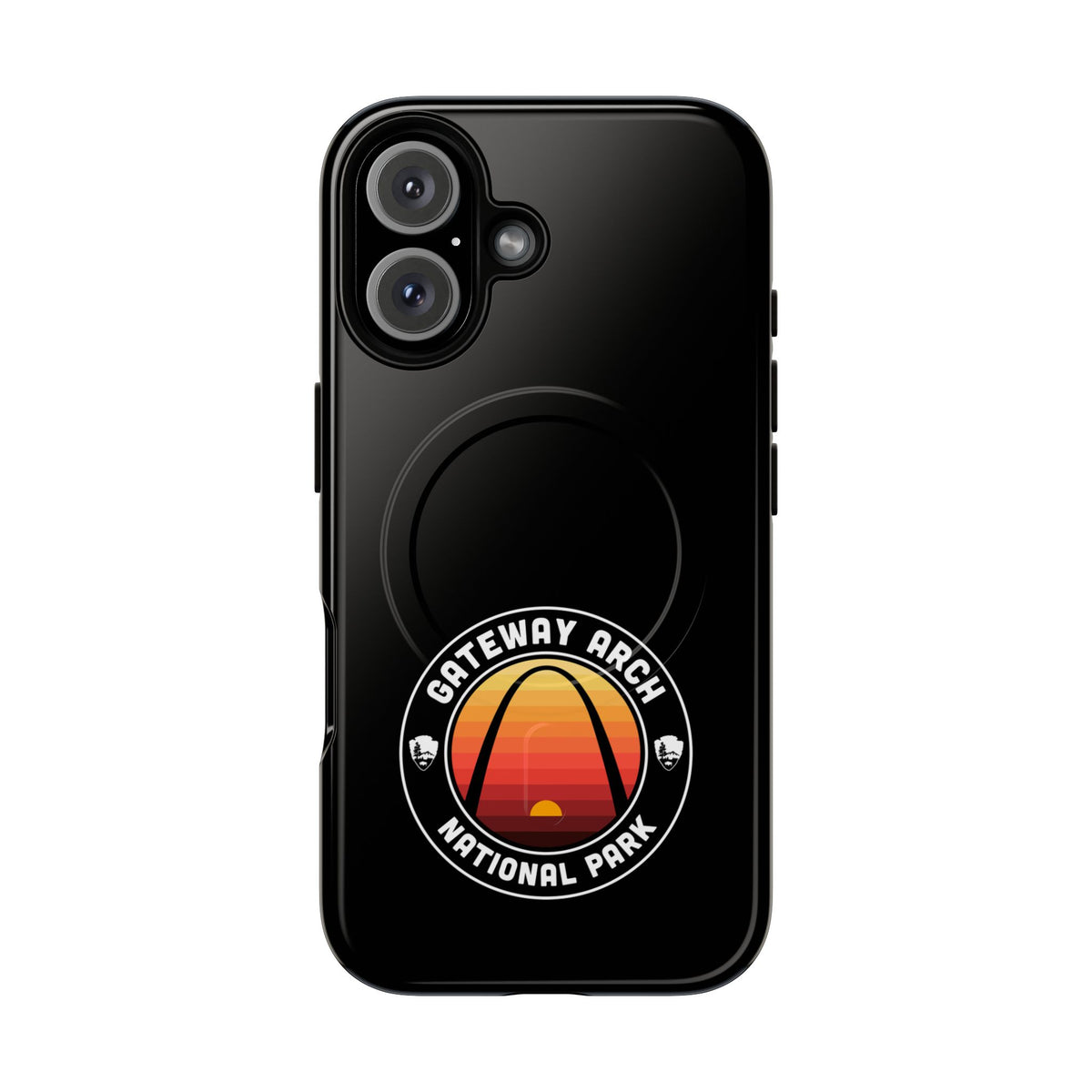 Gateway Arch National Park iPhone Case with MagSafe - Round Emblem Design