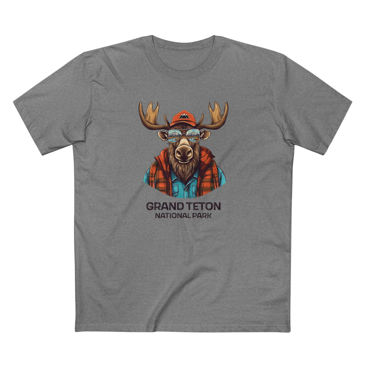 Grand Teton National Park T-Shirt - Cool Moose in Athletic Heather