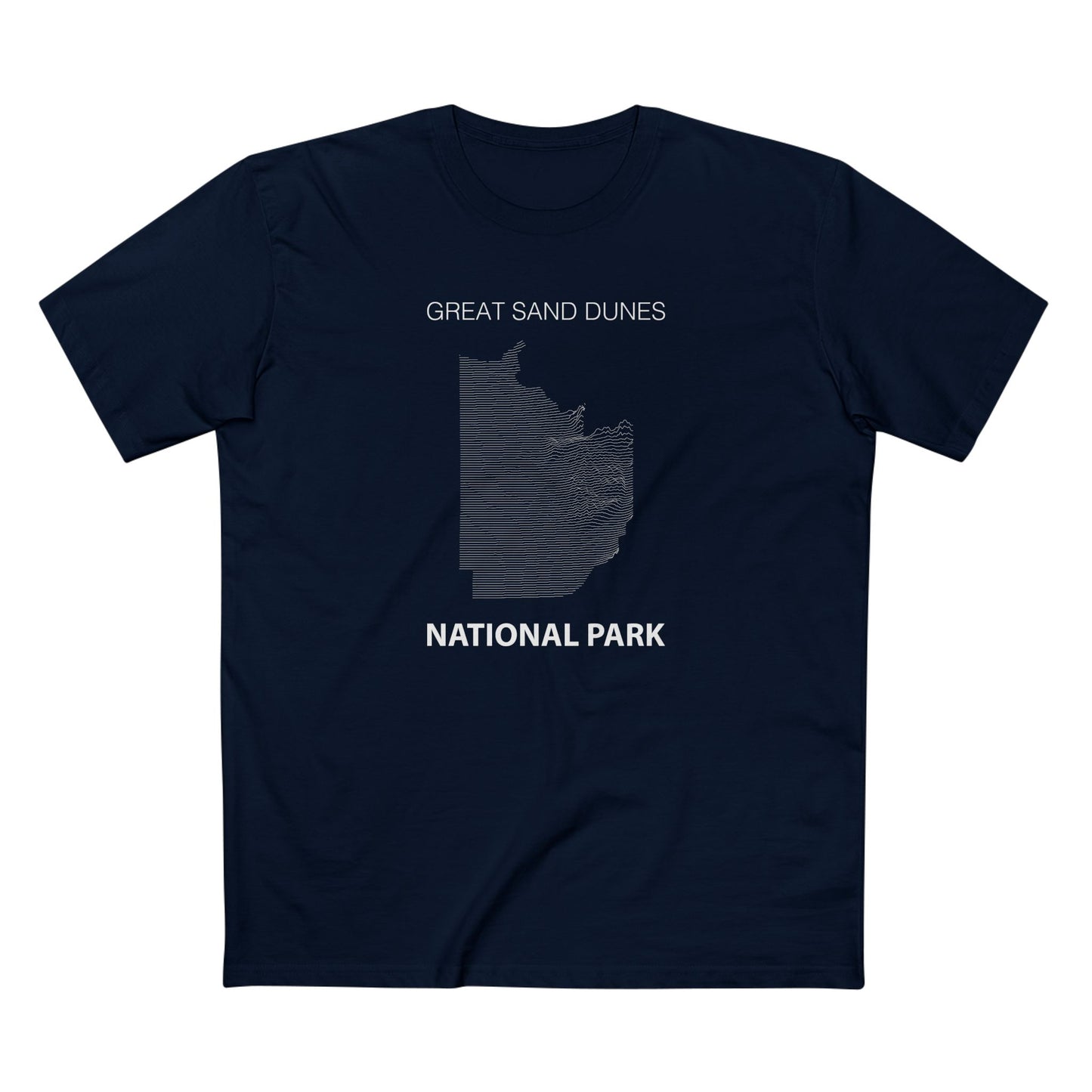 Great Sand Dunes National Park T-Shirt - Topographical Lines in Navy