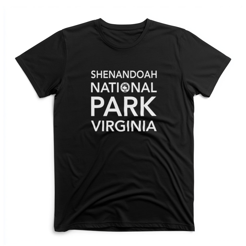 Shenandoah National Park T-Shirt Block Text in Black