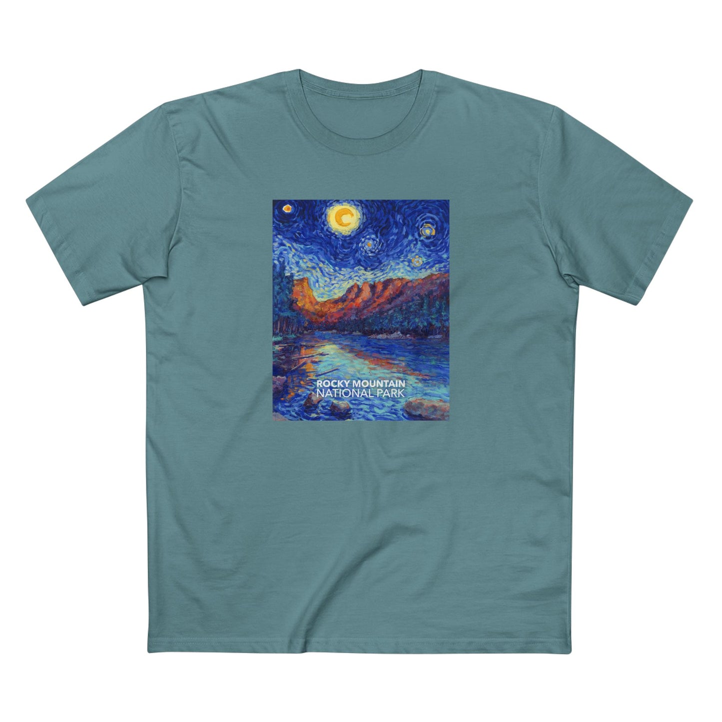 Rocky Mountain National Park T-Shirt - The Starry Night in Slate Blue