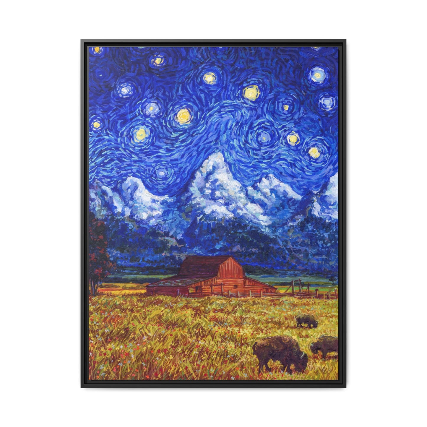 Grand Teton National Park Framed Canvas - The Starry Night