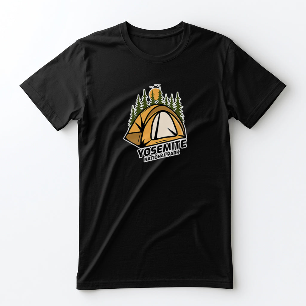 Yosemite National Park T-Shirt - Camping in Black