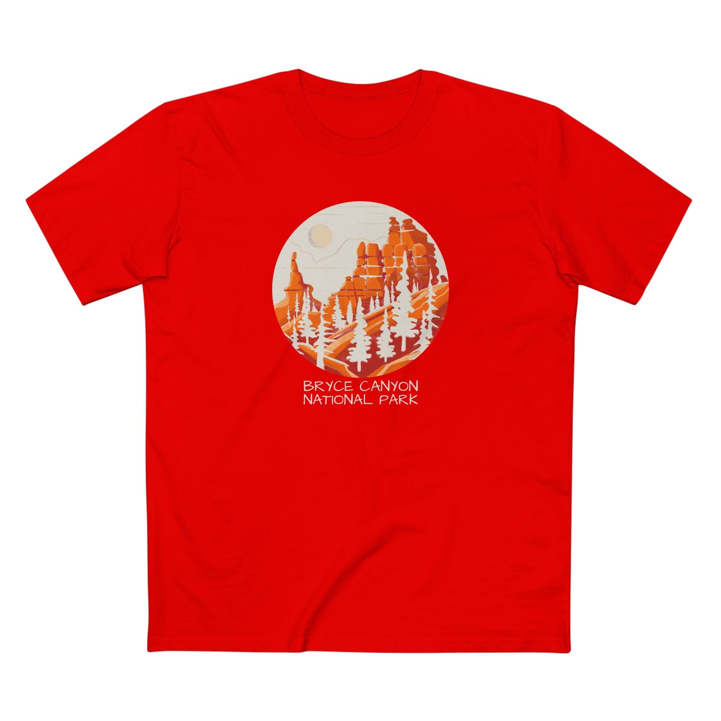 Bryce Canyon National Park T-Shirt - Round Stylized Design in Red