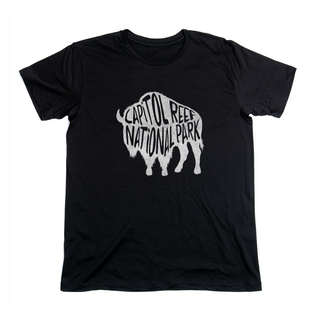 Capitol Reef National Park T-Shirt - Bison in Black
