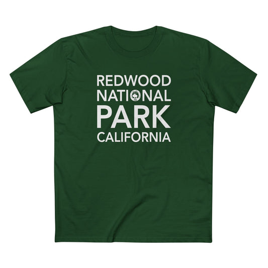Redwood National Park T-Shirt Block Text in Forest Green