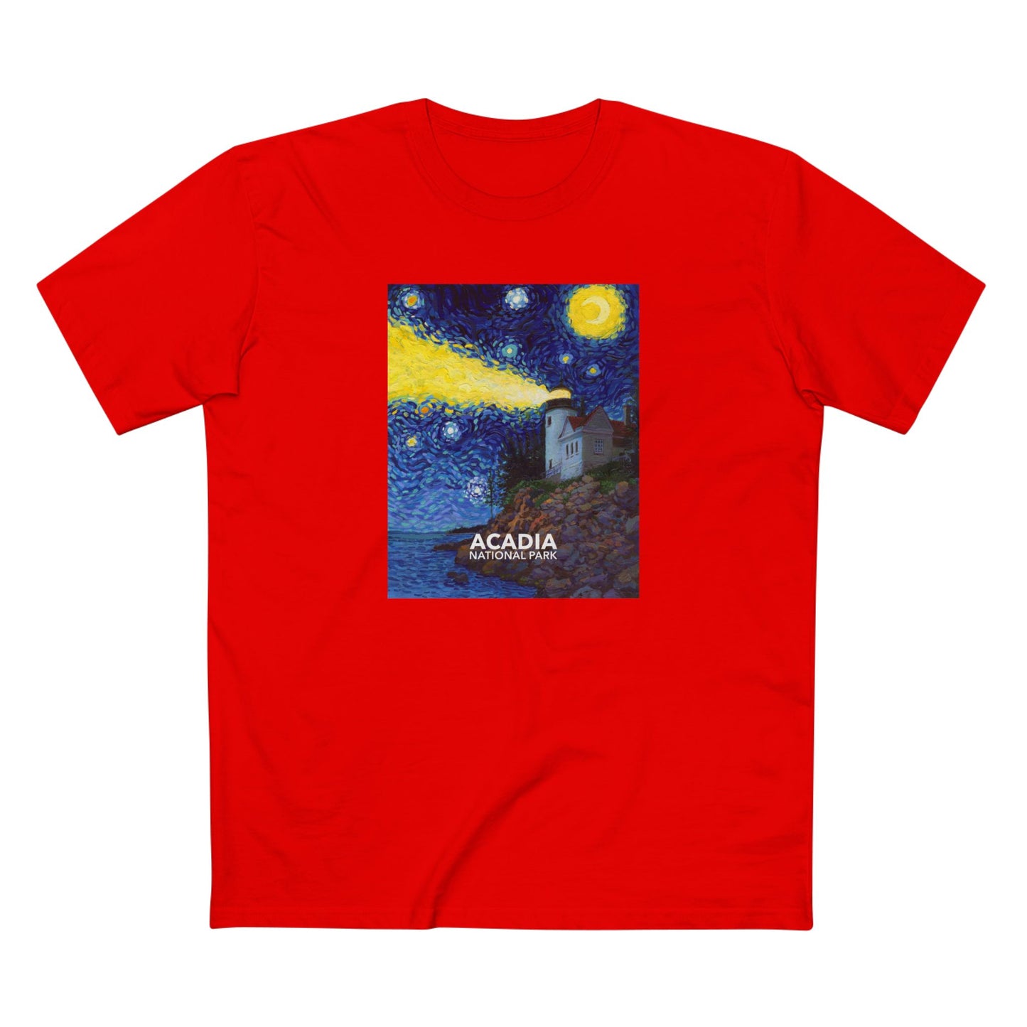 Acadia National Park T-Shirt - Starry Night in Red