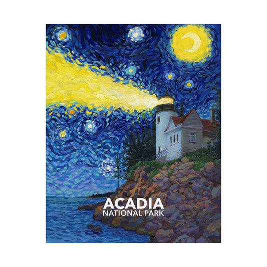 Acadia National Park Poster - Starry Night
