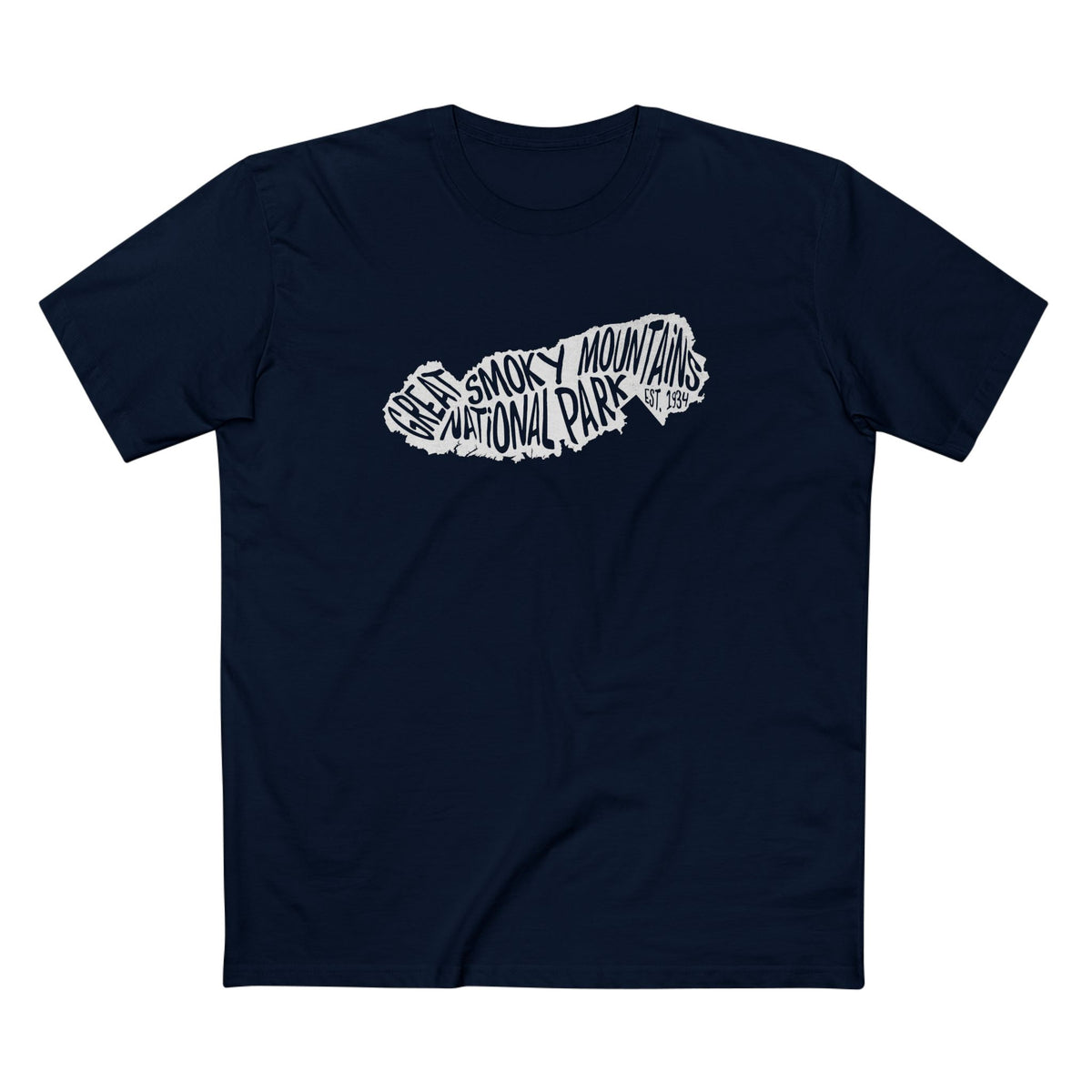 Great Smoky Mountains National Park T-Shirt - Map in Navy