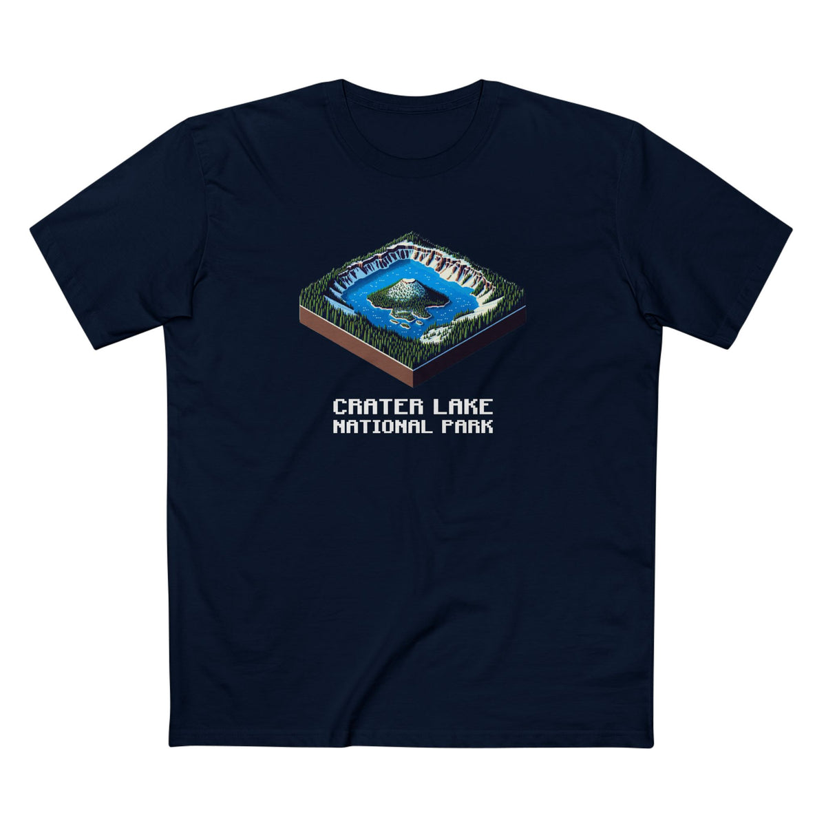 Crater Lake National Park T-Shirt - Isometric Design in Navy