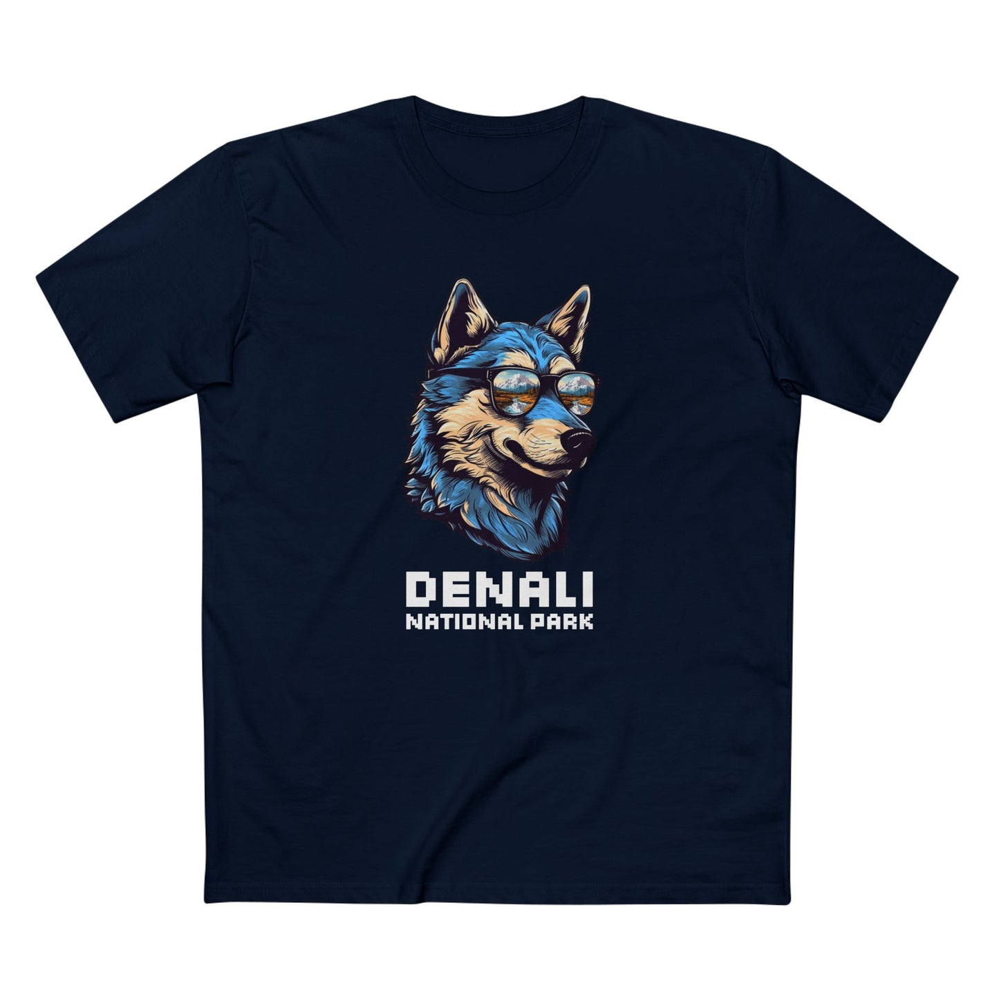 Denali National Park T-Shirt - Smooth Wolf in Navy