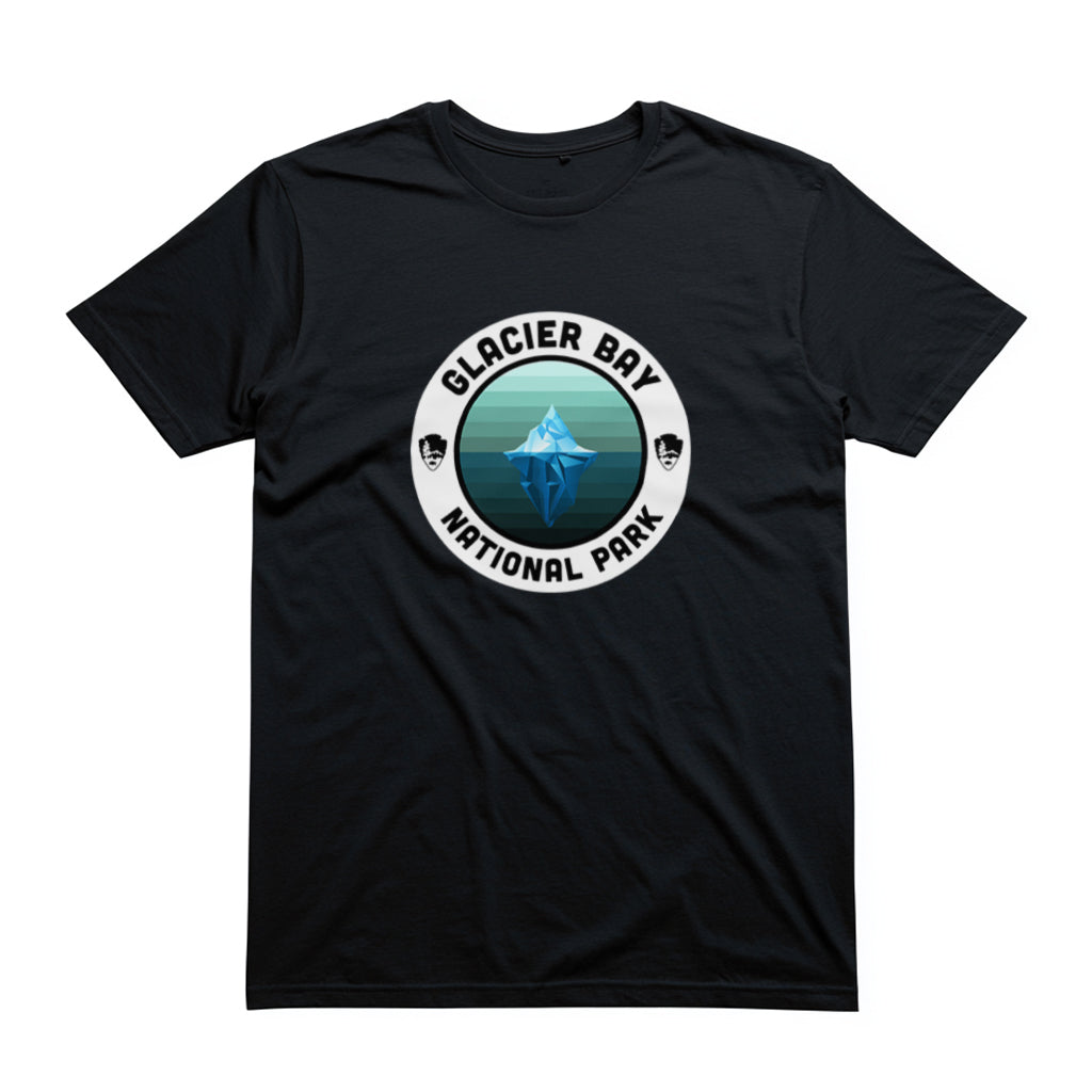 Glacier Bay National Park T-Shirt - Round Badge Design in Black