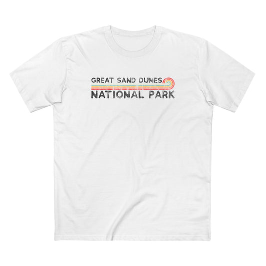 Great Sand Dunes National Park T-Shirt - Vintage Stretched Sunrise in White