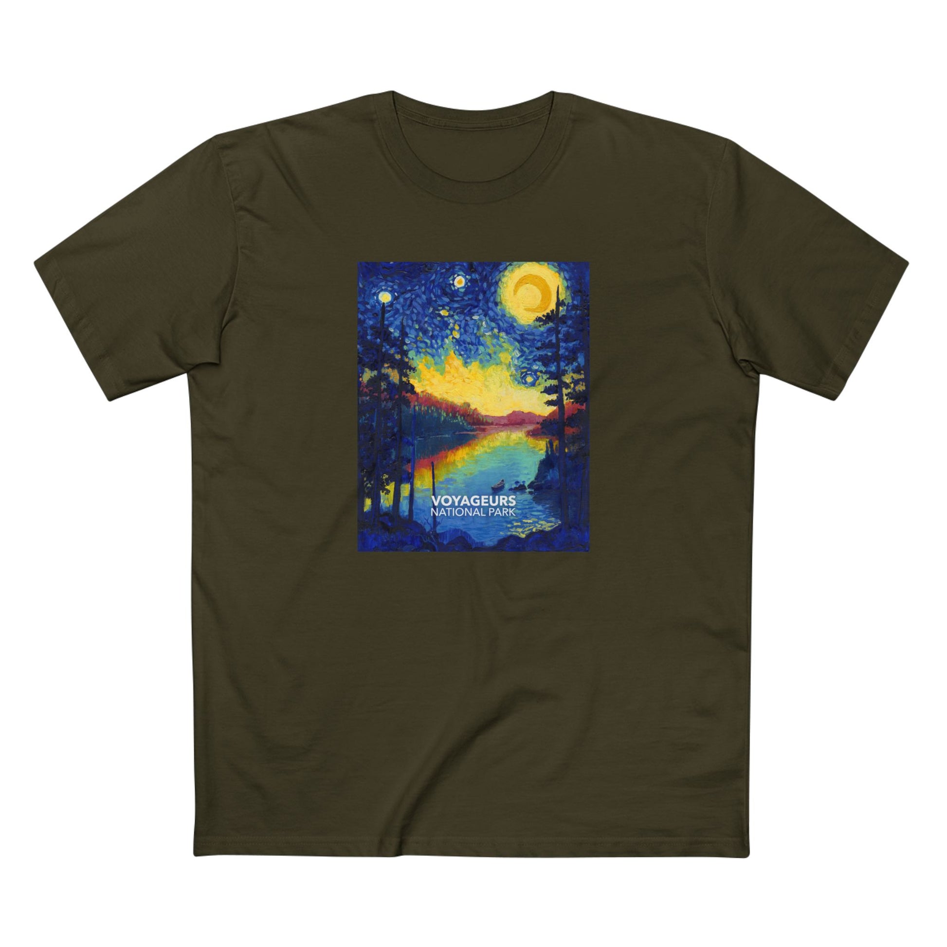 Voyageurs National Park T-Shirt - The Starry Night in Army