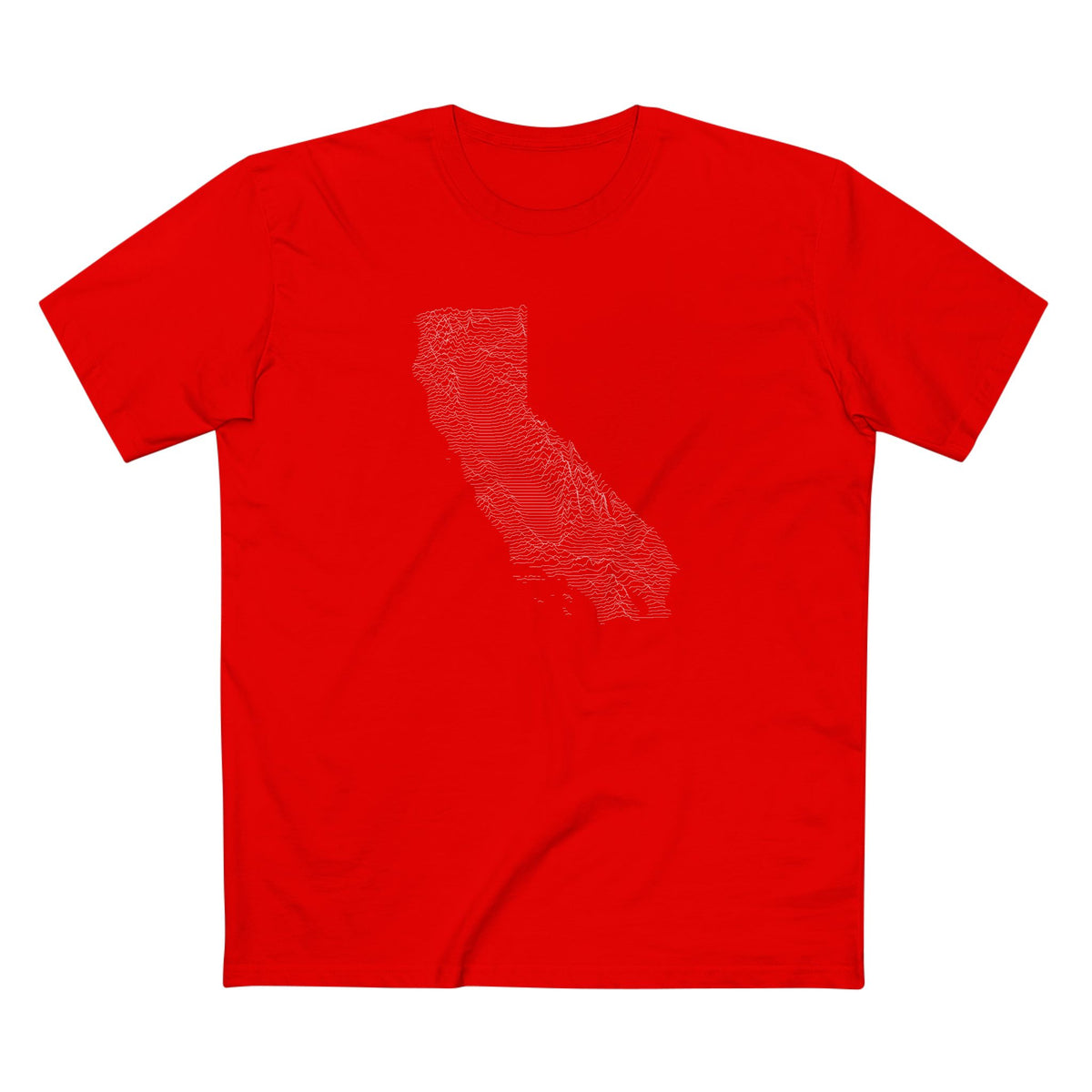 California T-Shirt - Topographical Lines in Red
