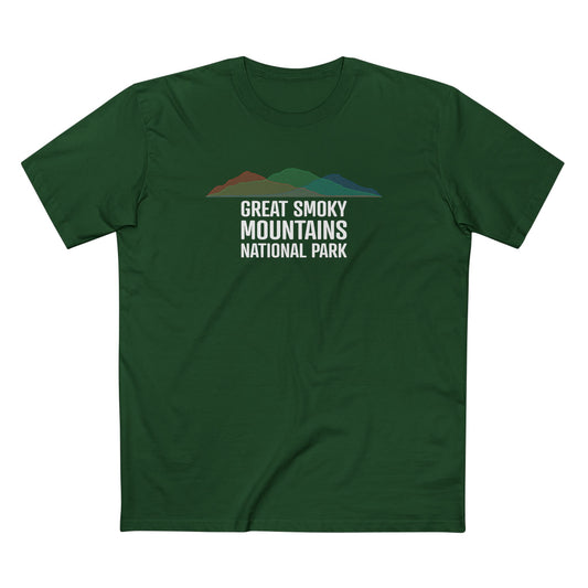 Great Smoky Mountains National Park T-Shirt - Histogram Design in Forest Green